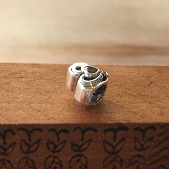 Sterling Silver Charm Red Cubic Zirconia 925 Heart Bead Fits Pandora Bracelet - Picture 7 of 9
